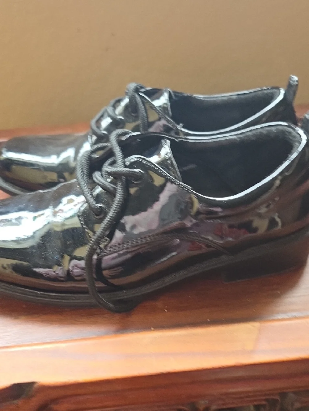 Tip Top Kids Black Patent Moccasin Lace-Up Shoes